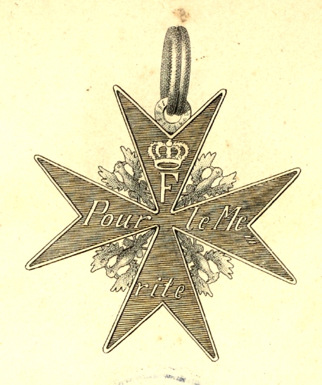 Reproduktion aus der Preußischen Ordensliste 1817, früher, runder Doppelring, hier eines Ordens pour le mérite